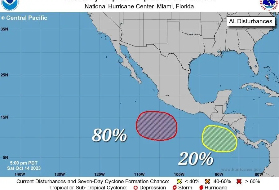 Probabilidad de formación de tormenta en el Pacífico