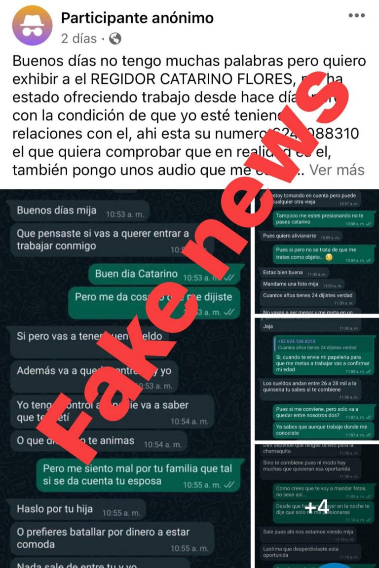 Publicación de face catalogada como fake news