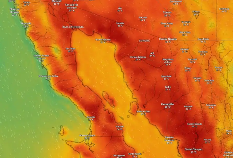 Temperatura para BC y Tijuana 20-oct