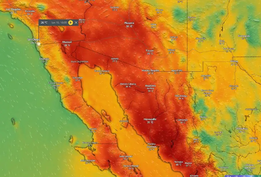 Temperatura para Tijuana y BC 16-oct