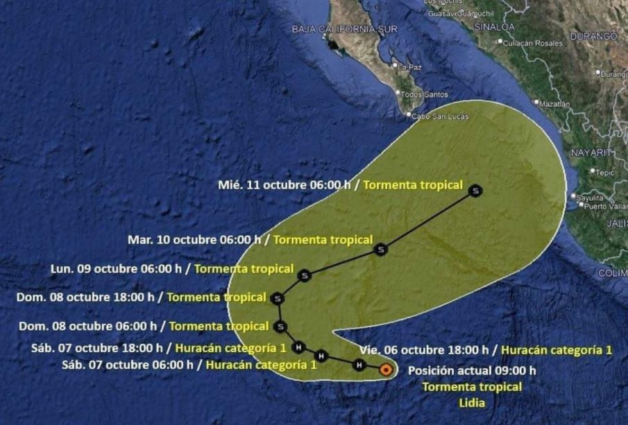 Trayectoria de la tormenta tropical Lidia