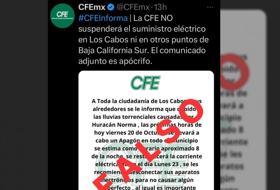 Comunicado de la CFE.