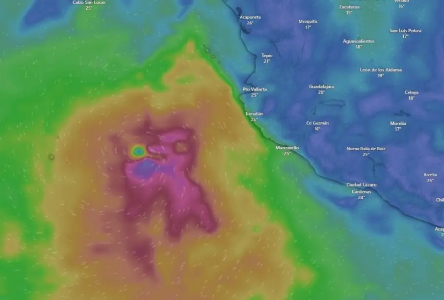 Mapa de la trayectoria del huracán Lidia