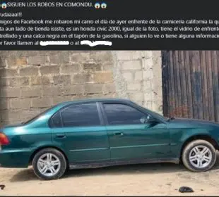 Publicación sobre auto robado en Comondú