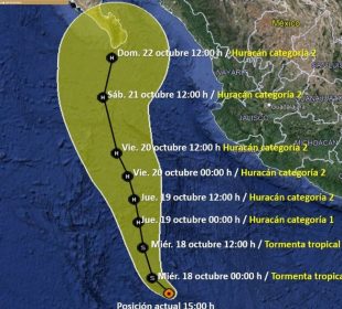 Mapa con trayectoria de la tormenta tropical 'Norma'