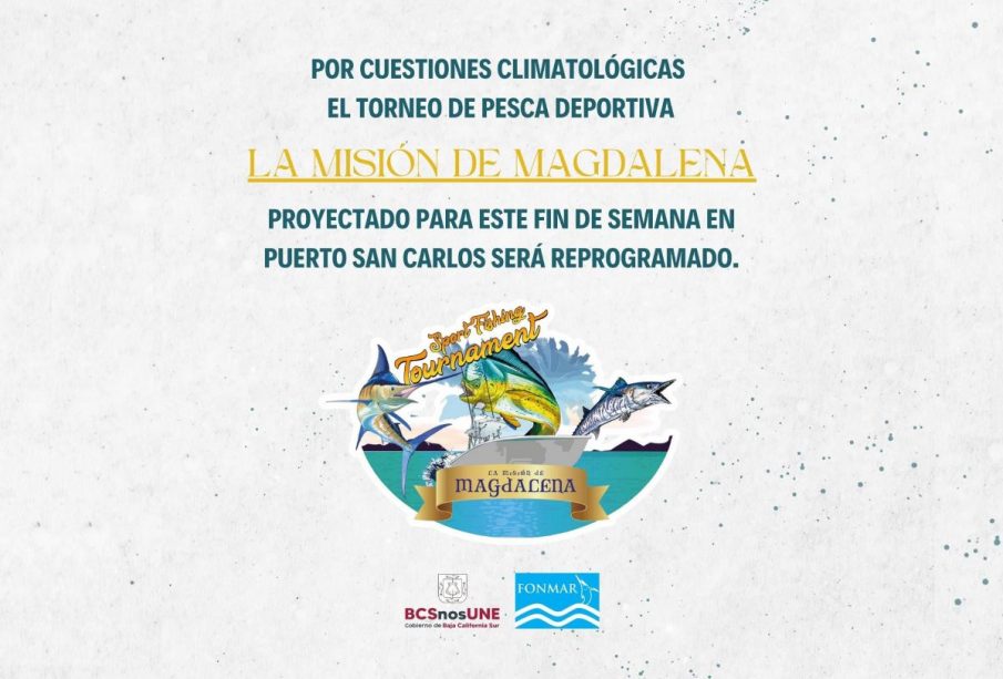 Anuncio sobre reprogramación de torneo de pesca deportiva