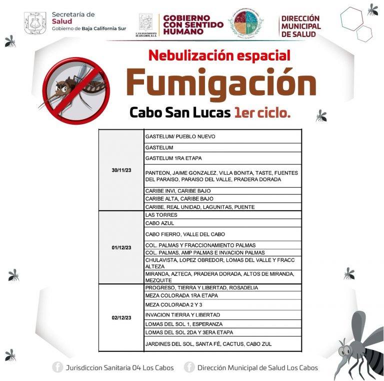 Calendario de fumigación para Cabo San Lucas