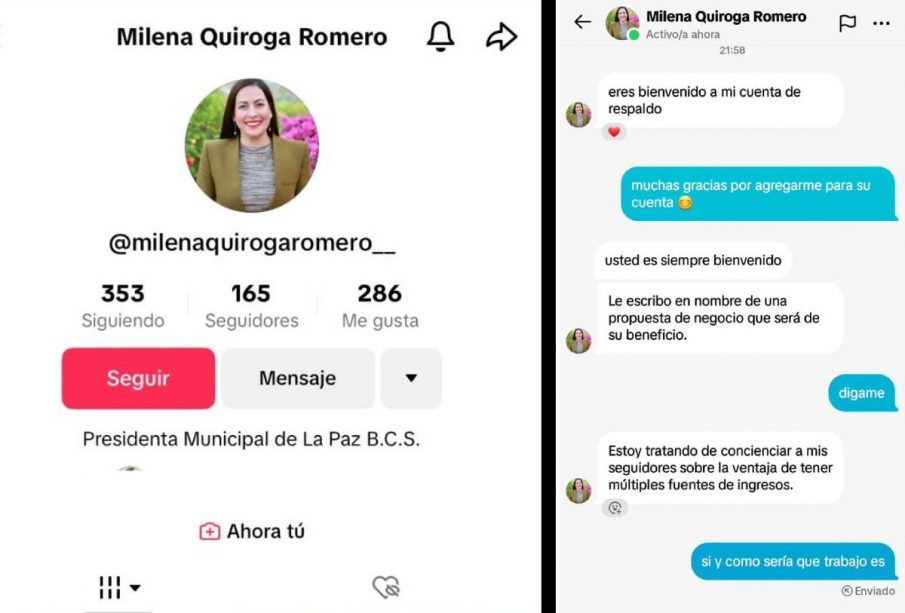 Cuenta de extorcion a nombre de Milena Quiroga