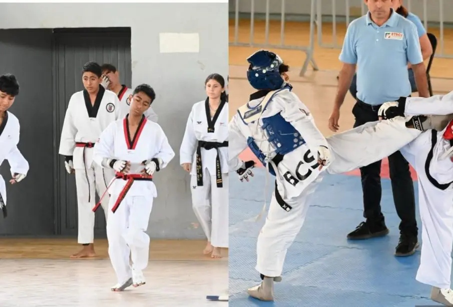 Deportistas en selectivo de karate y taekwondo