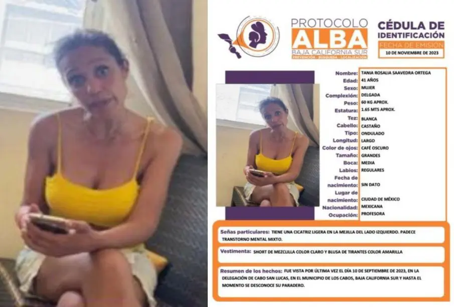Ficha de búsqueda de Tania Rosalía Saavedra Ortega
