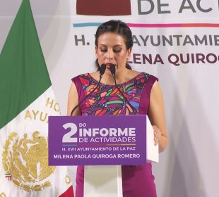 Milena Quiroga durante su segundo informe