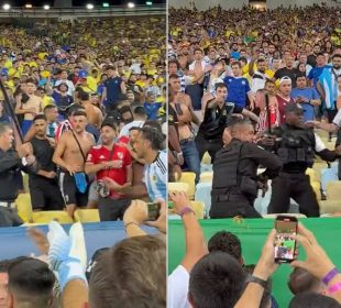 Pelea entre policías y aficionados en estadio Maracaná