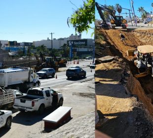 Tráfico en transpeninsular y reparación tubería