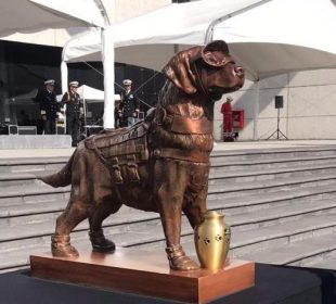 Estatua de Frida, perrita rescatista