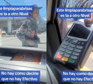 Limpiaparabrisas y terminal bancaria