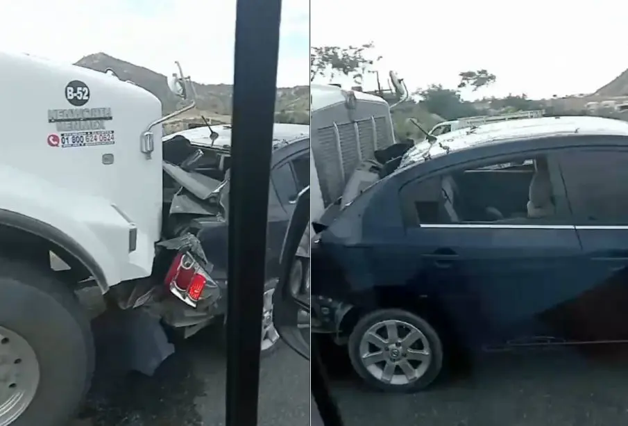 Accidente entre dompe y carro