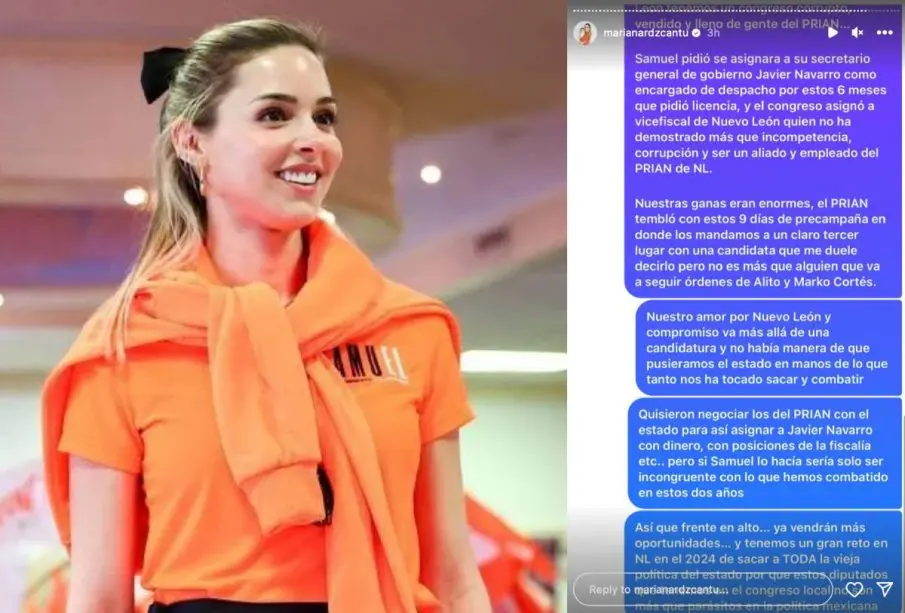 "El PRIAN negoció a NL por dinero y cargos" Mariana Rodríguez