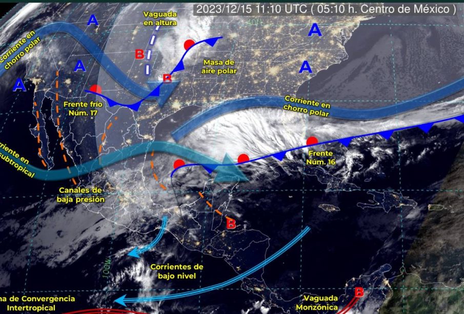 Sistemas que afectan clima de Tijuana 15-dic