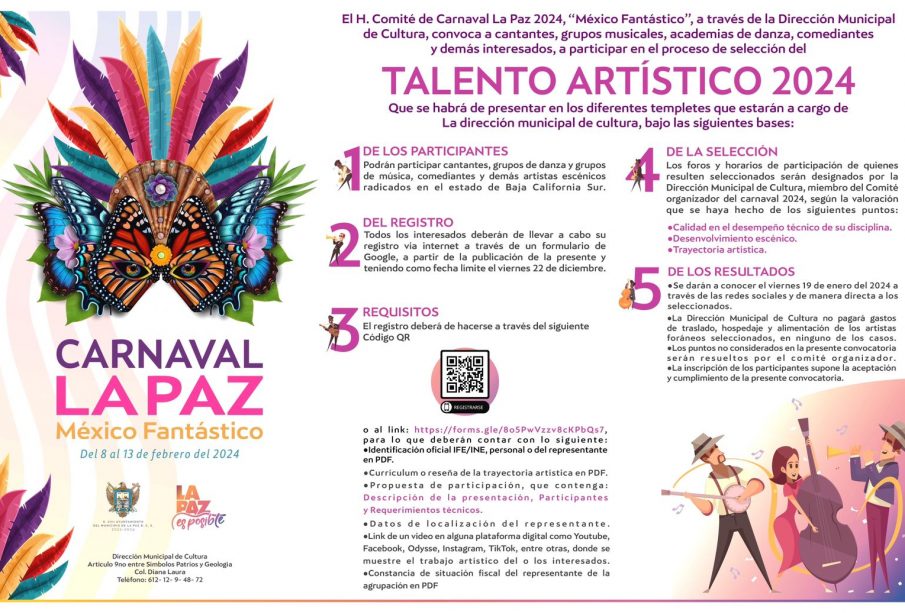 Convocatoria a los artistas locales para participar en el Carnaval 2024