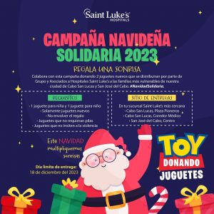 Anuncio sobre campaña navideña solidaria del Hospital Saint Lukes