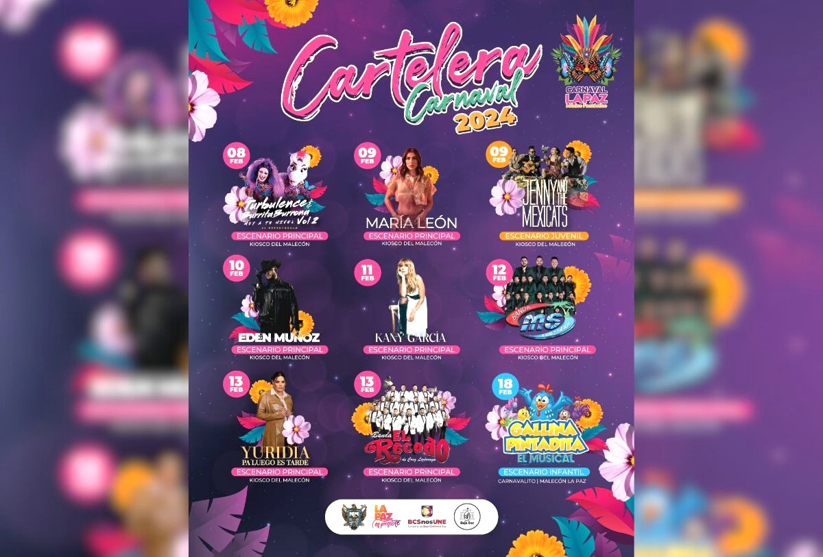 Revelan la cartelera del Carnaval La Paz 2024