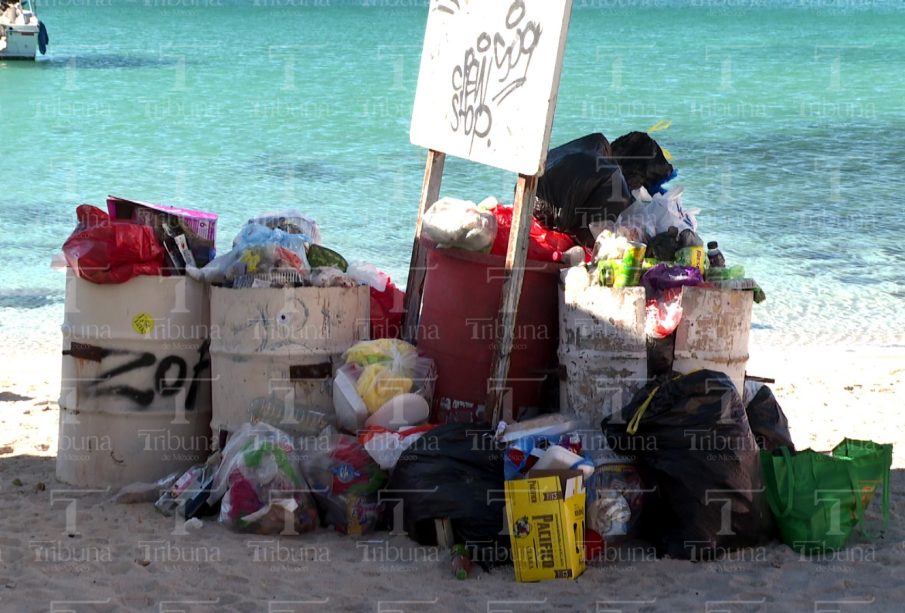 Botes de basura en playas de La Paz