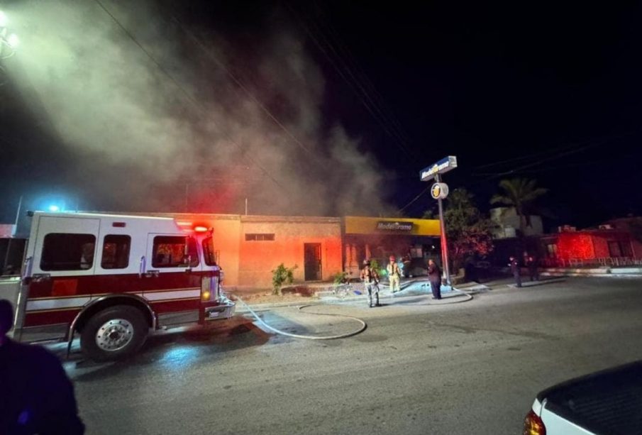 Expendio de cerveza incendiado