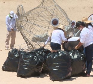 Personal de Zofemat recolectando basura en playas