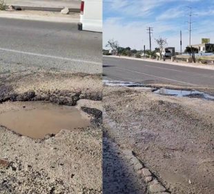 Socavón en avenida Forjadores de Sudcalifornia