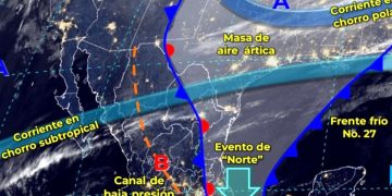 Mapa de anomalías climáticas en México y EEUU