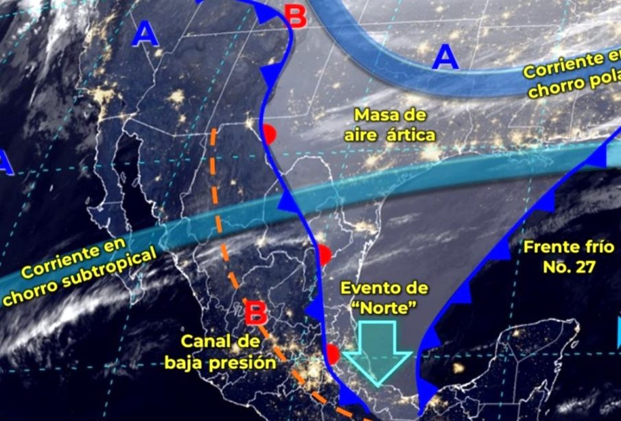 Mapa de anomalías climáticas en México y EEUU