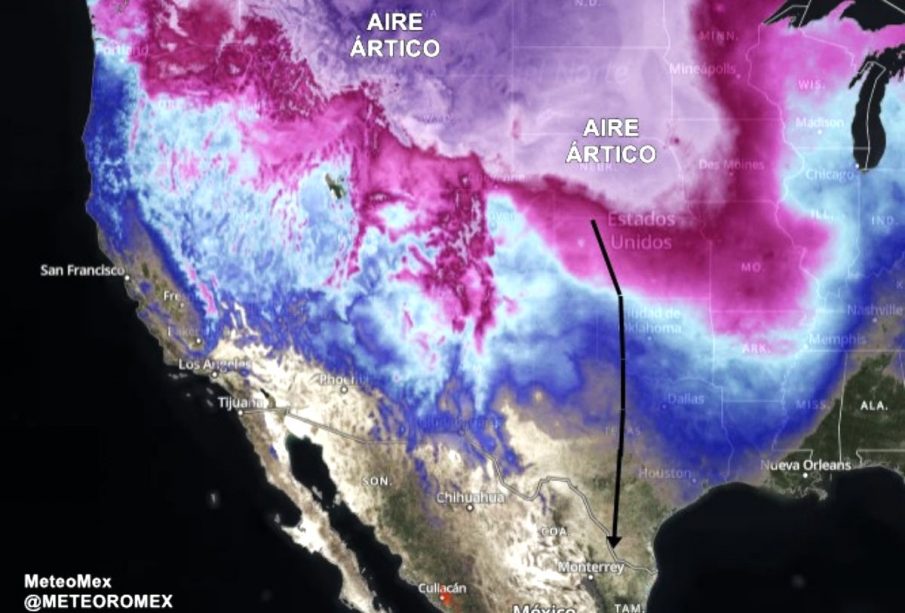 Mapa de trayectoria de Masa de aire polar ártico