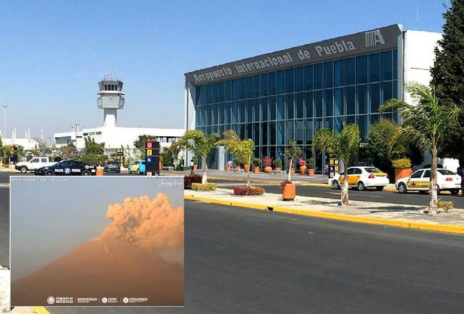 Aeropuerto de Puebla cerrado por Popo