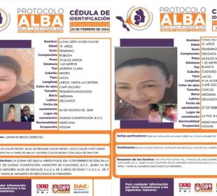 Fichas de mujeres desaparecidas en BCS