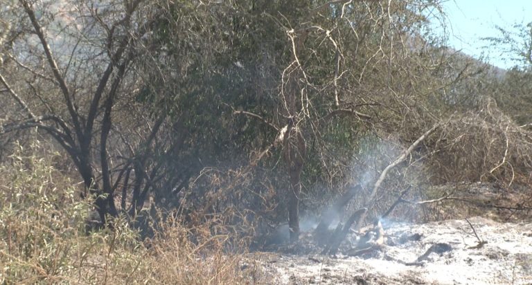 Predio con humo tras incendio