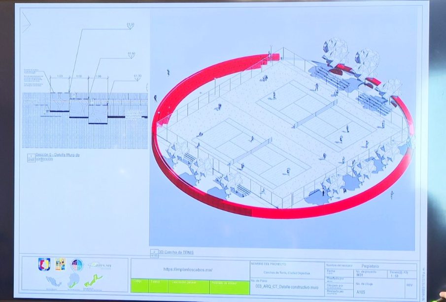 Maqueta sobre las nuevas canchas de tenis