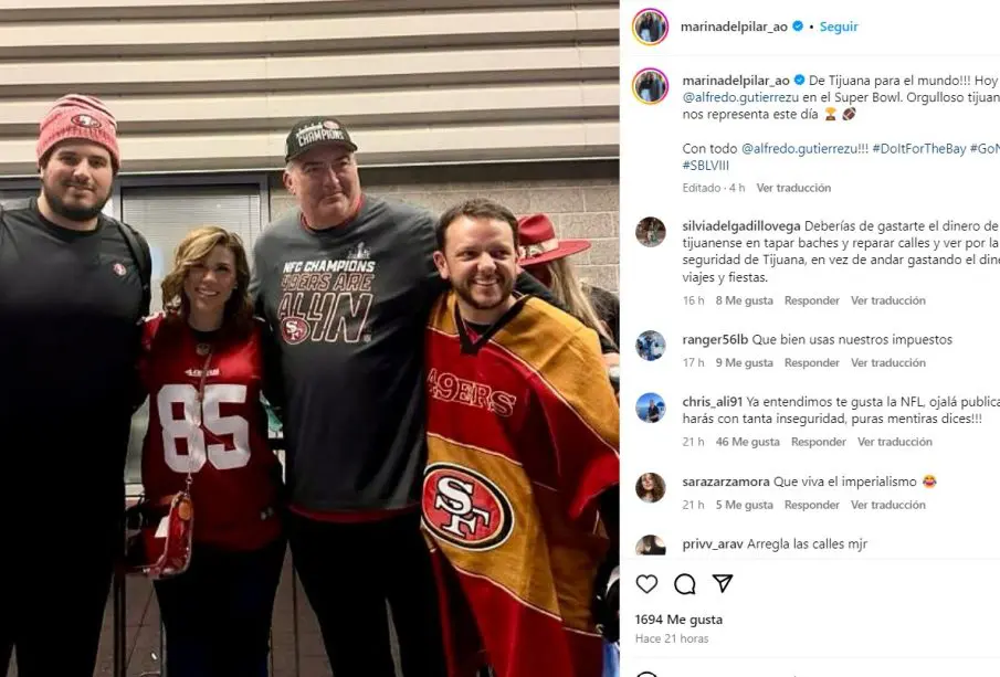 Marina del Pilar y su familia en el Super Bowl 2024
