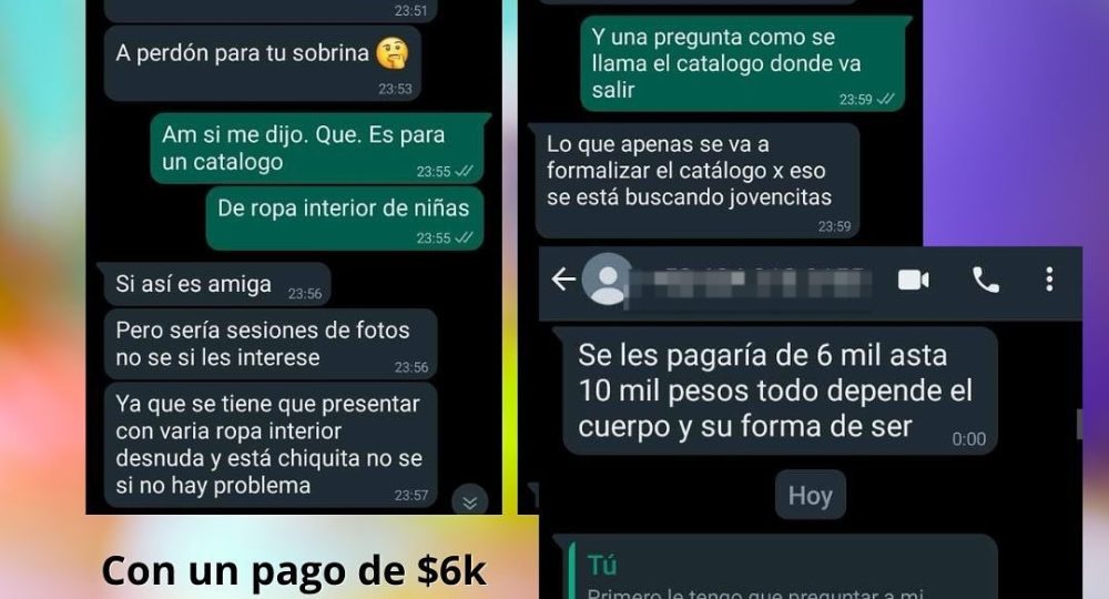 Capturas de conversaciones de red de pedofilia