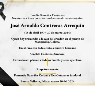 Esquela José Arnoldo Contreras Arrequin