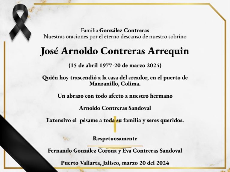 Esquela José Arnoldo Contreras Arrequin