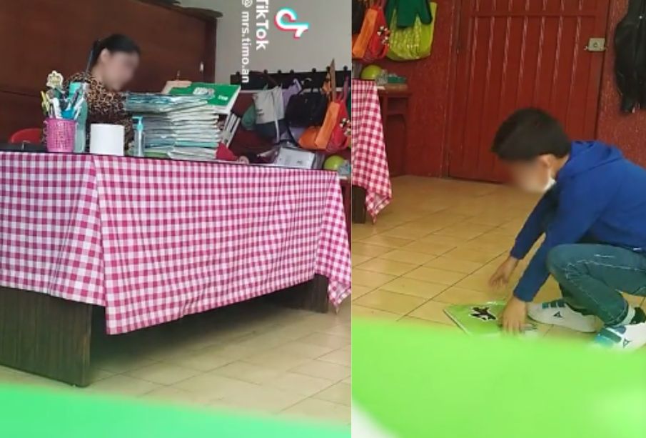(VIDEO) Maestra avienta cuadernos de sus alumnos al suelo; la separan de su cargo