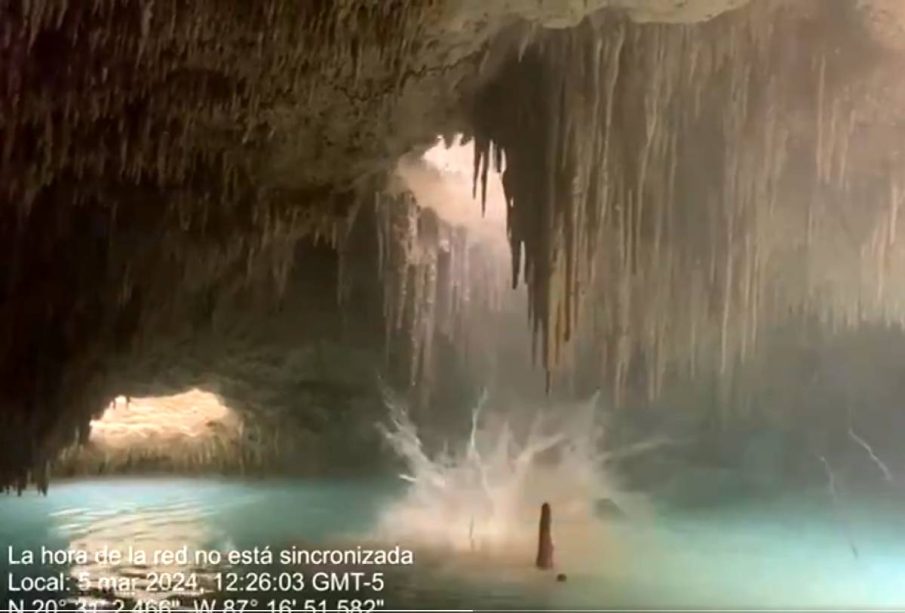 Perforación a cenote por obras del Tren Maya