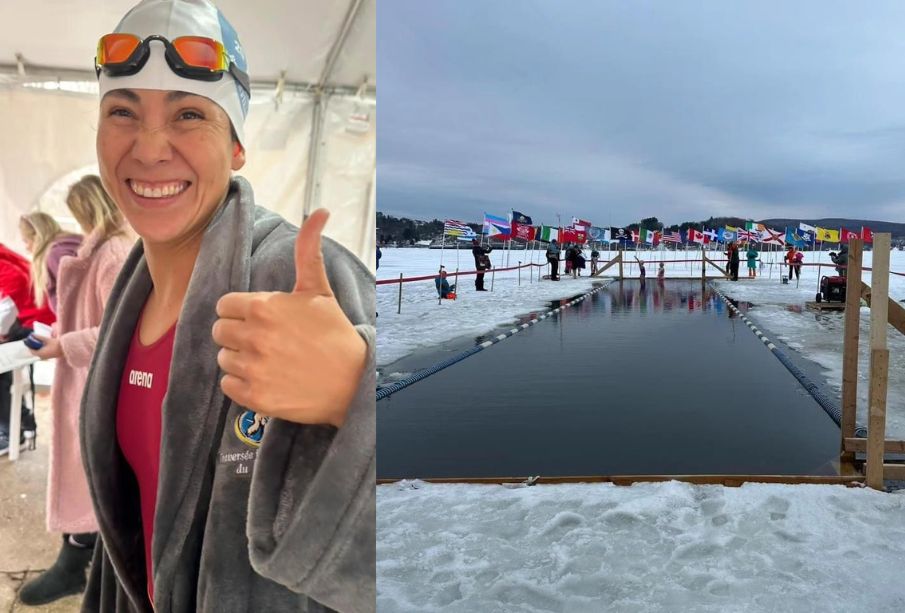 Anna Soto desafía aguas gélidas y gana en el Memphremagog Winter Swimming Festival