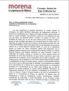Inconformidad en Morena por selección de candidatos en Los Cabos; piden intervención de Sheinbaum