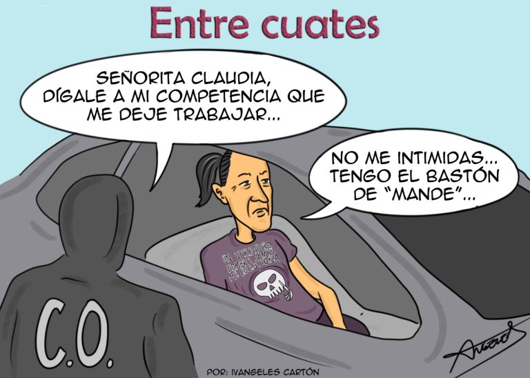 Cartoon de Ivangeles sobre Claudia como amiga de narcos