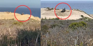 Maquinaria pesada en dunas de Los Cabos