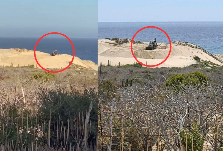 Maquinaria pesada en dunas de Los Cabos