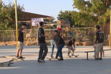 Niños practicando skate