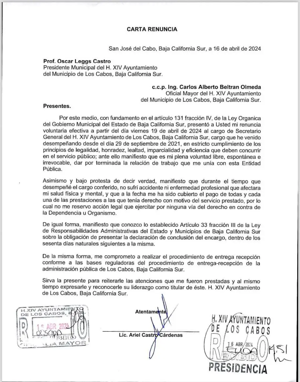 Renuncia de Ariel Castro