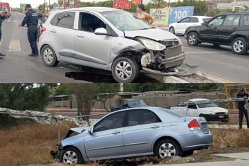 Se estrellan autos en cuatro altos de la UABCS en La Paz